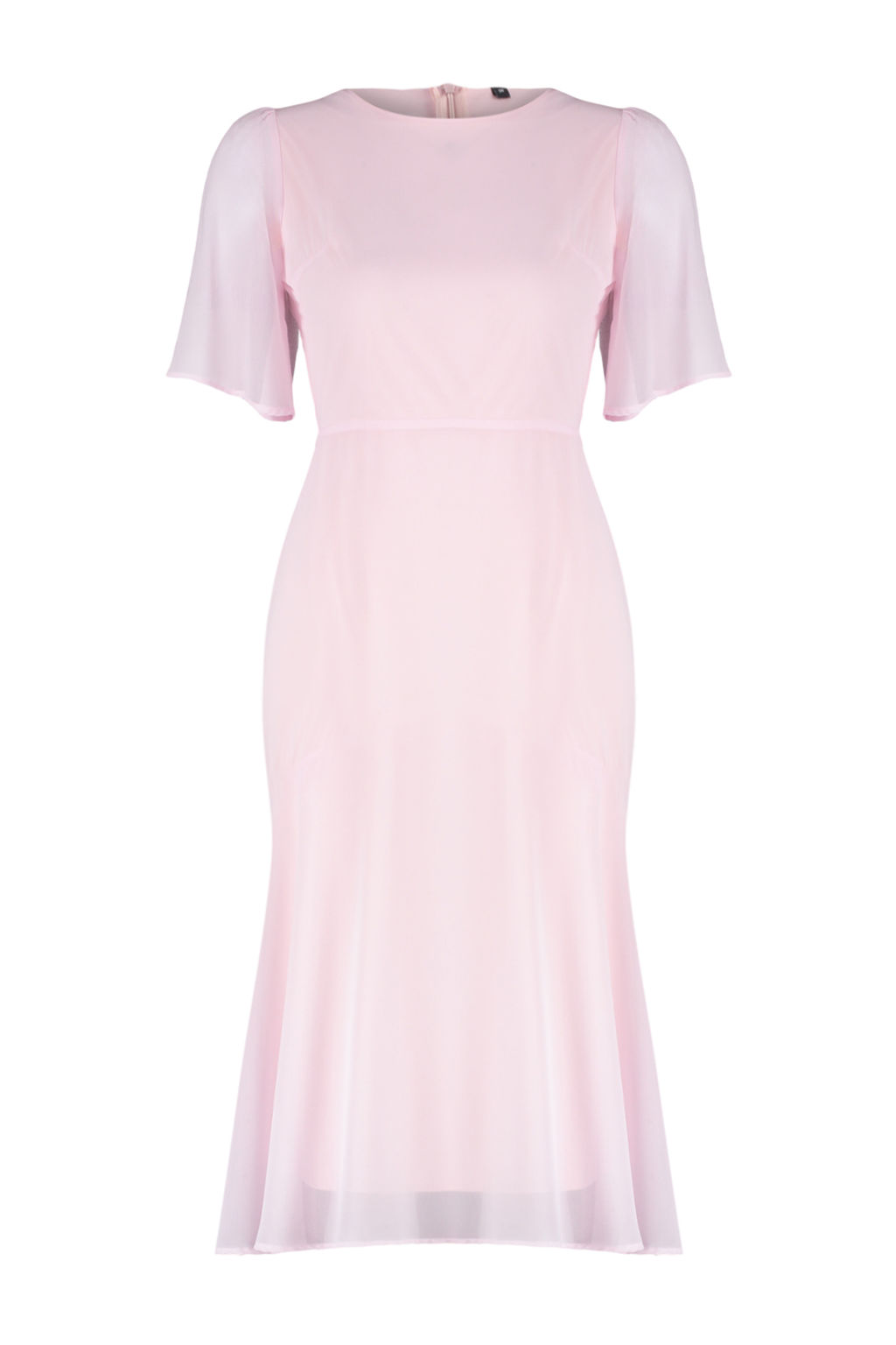 Pudra Etegi Volanl? A Kesim Sifon Midi Astarl? Dokuma Elbise TWOSS22EL00733