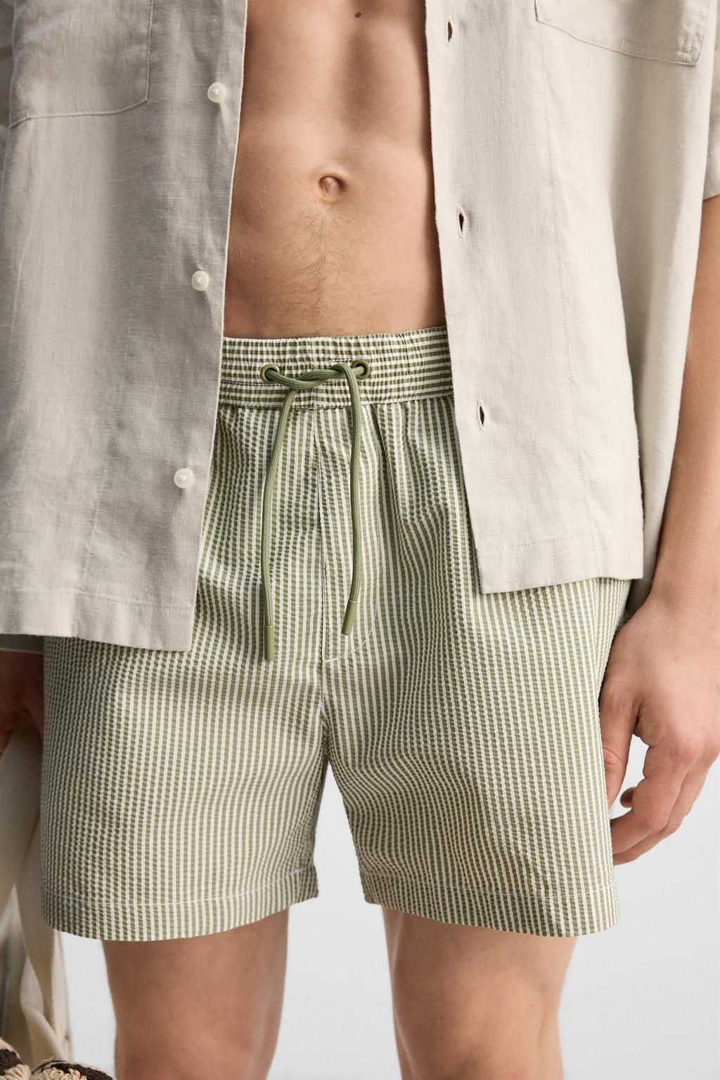 SEERSUCKER MID-LENGTH SWIMMING TRUNKS - Zara фото 34