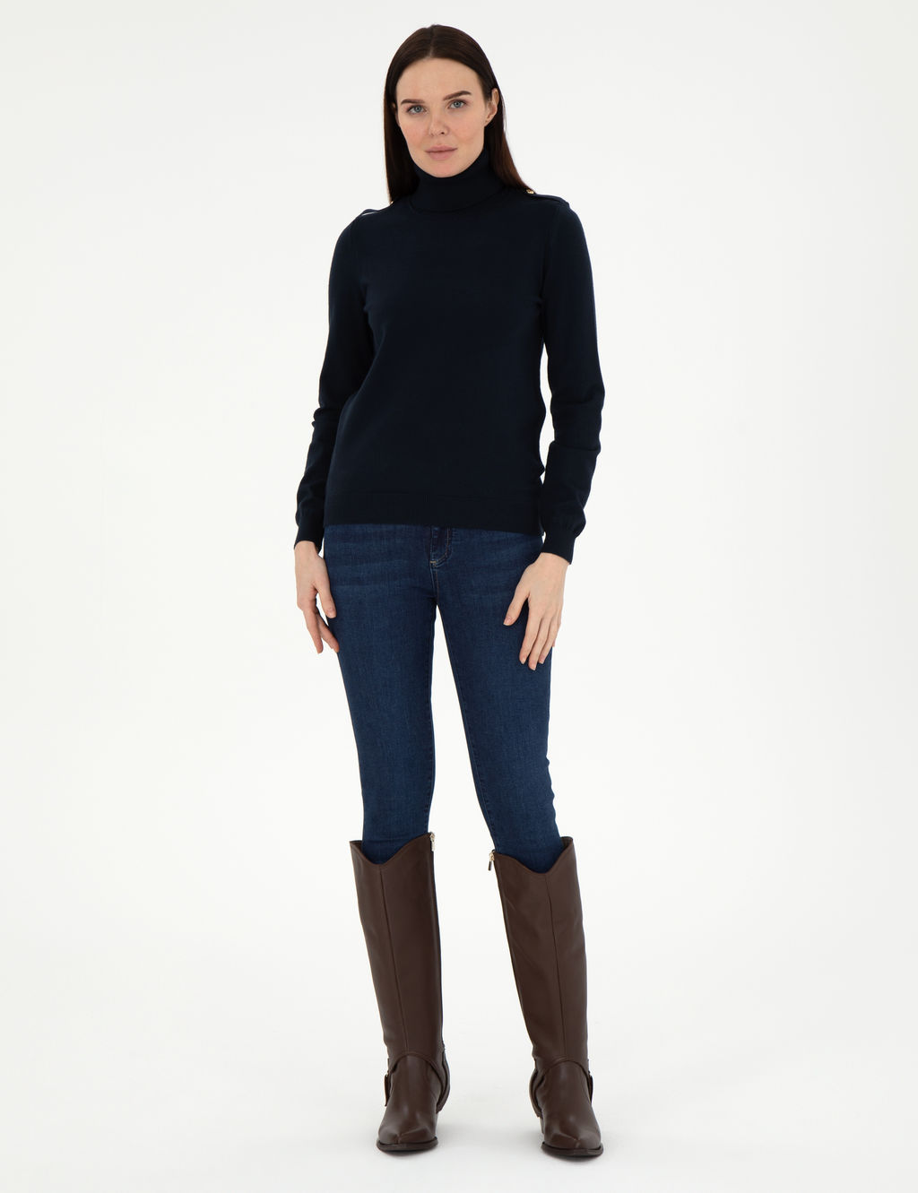 Lacivert Slim Fit Basic Kazak