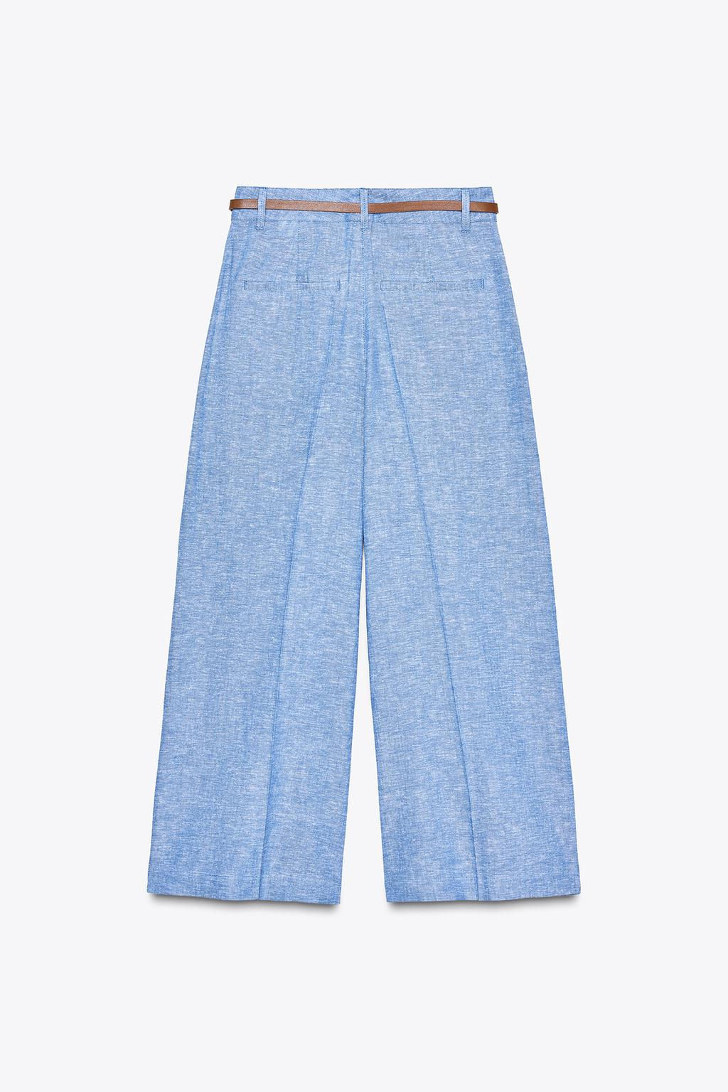 LINEN BLEND CULOTTES WITH BELT - Zara фото 8