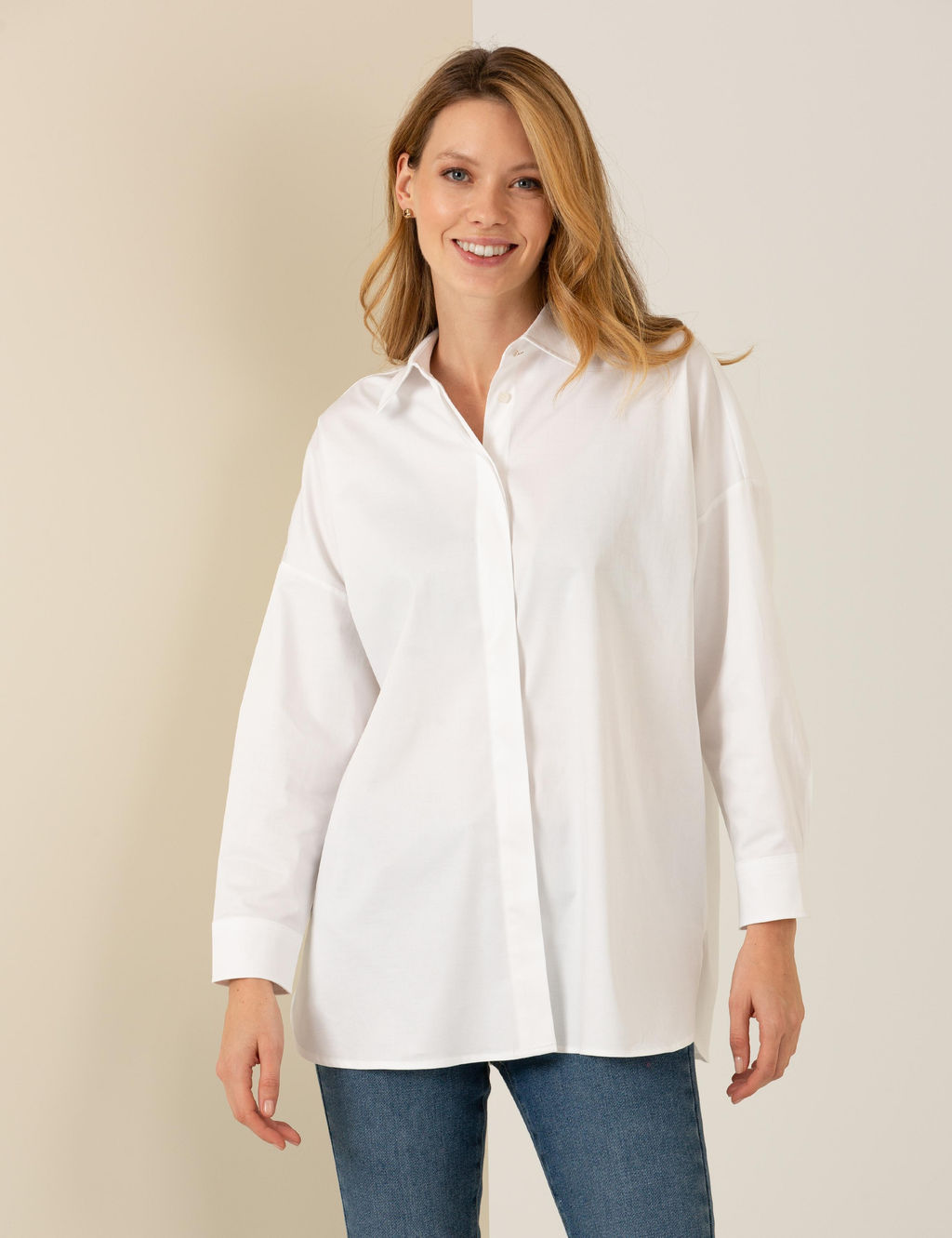 Beyaz Oversize Uzun Kollu G_mlek - Pierre cardin фото 3