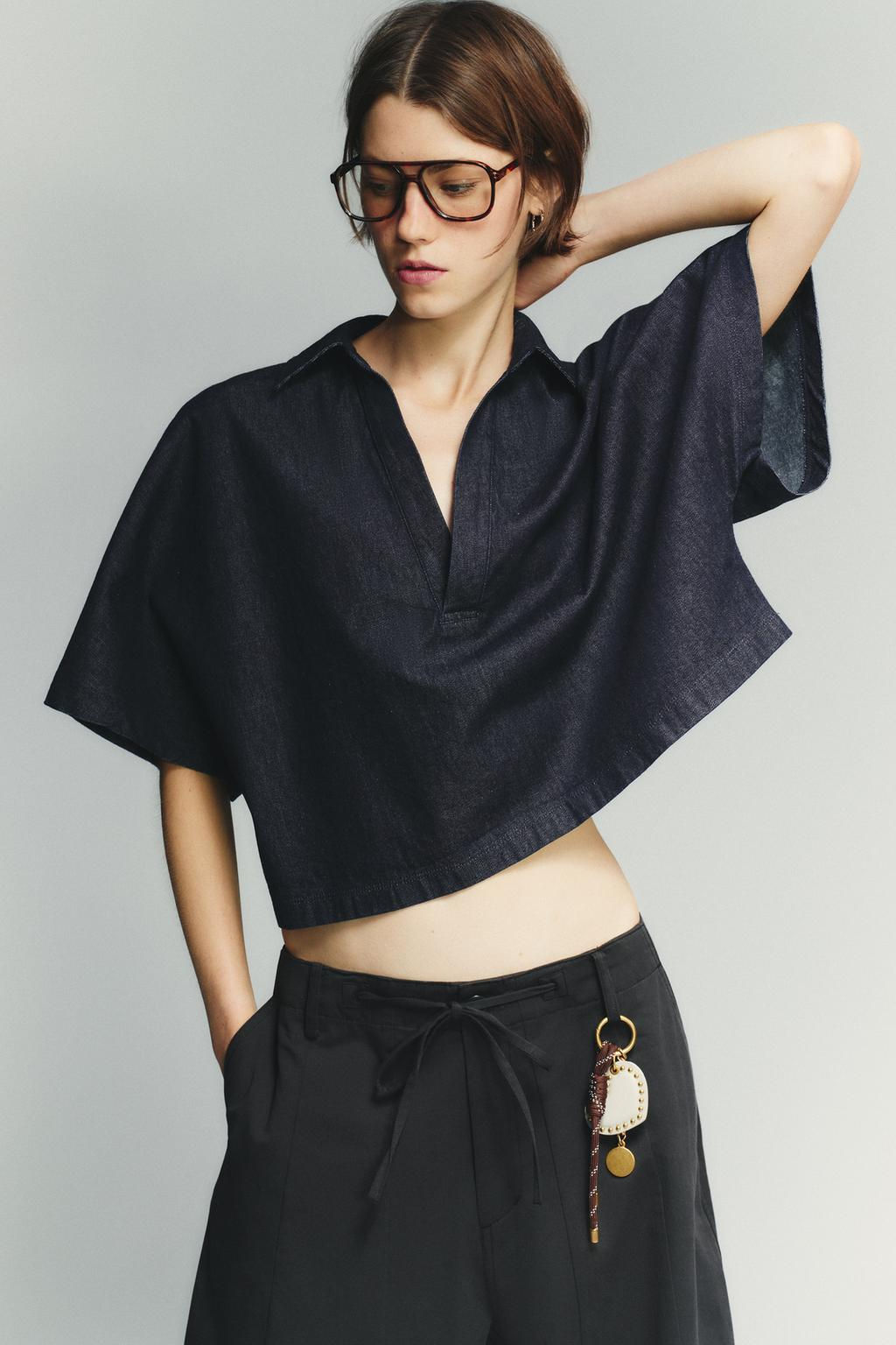 TRF DENIM SHIRT WITH POLO COLLAR - Zara фото 2