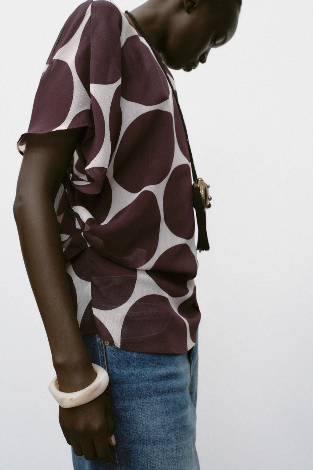 SHEER POLKA DOT TOP - Zara фото 5