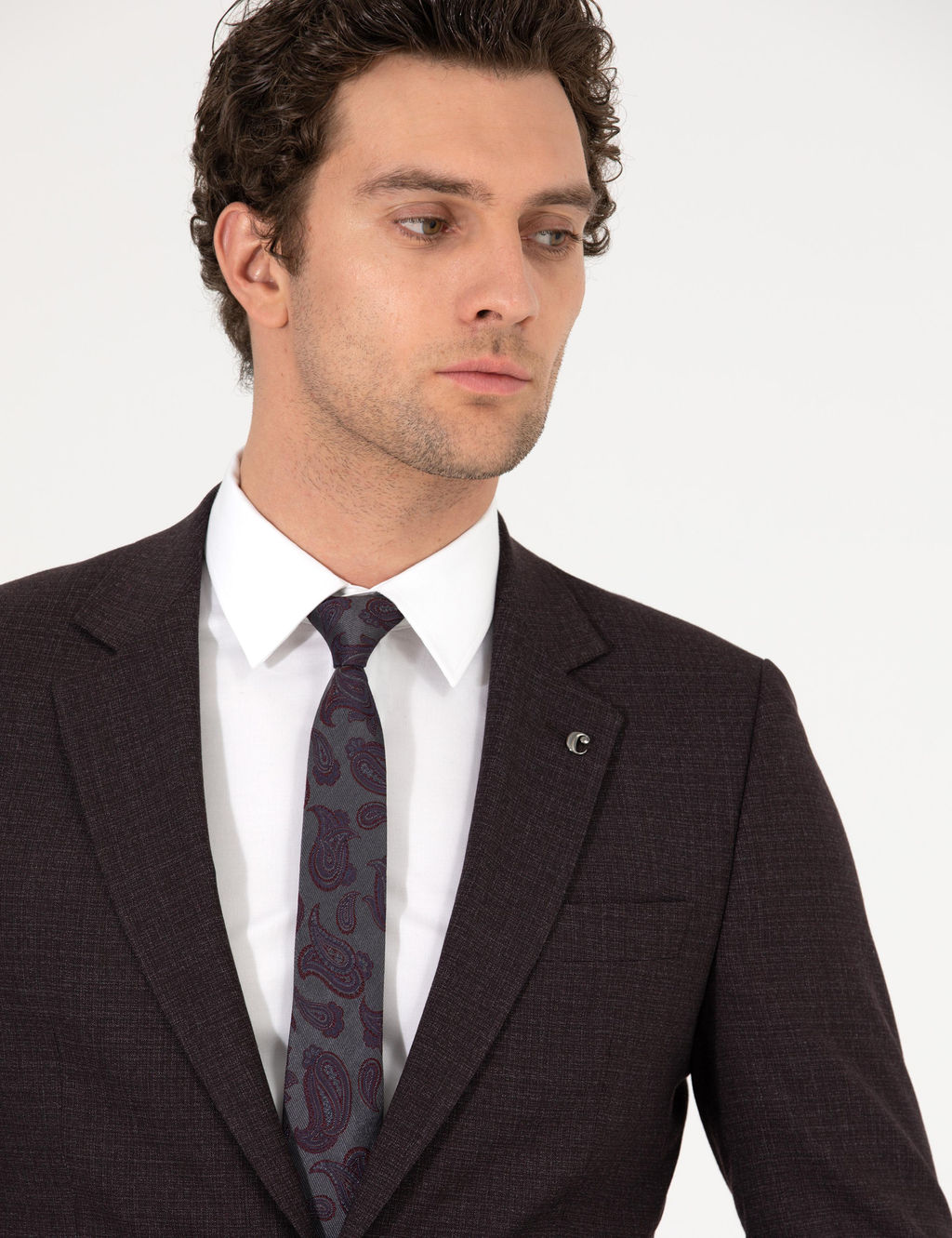 Бордово-красный приталенный костюм - Cacharel фото 10