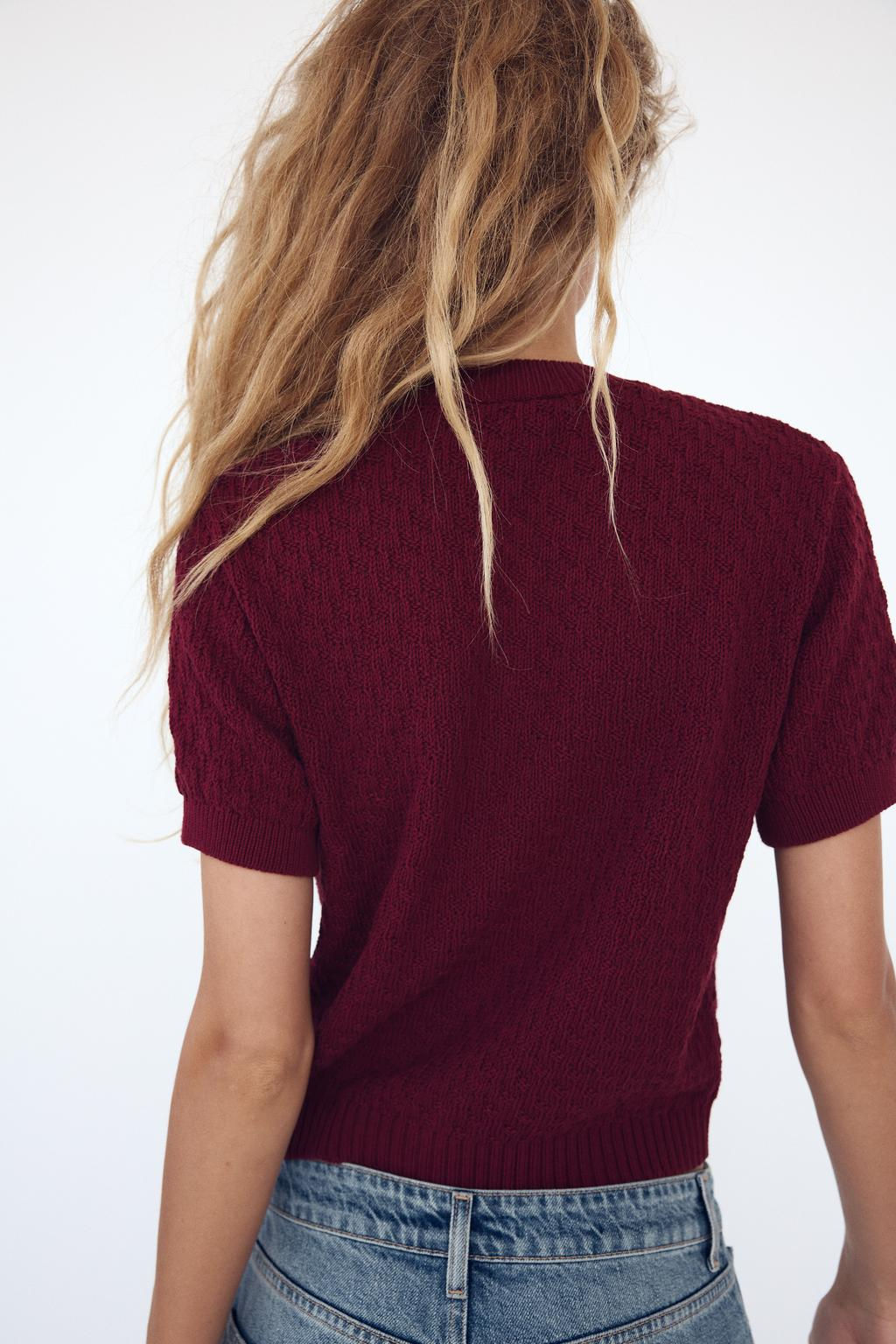 KNIT CARDIGAN WITH GEM BUTTON - Zara фото 6