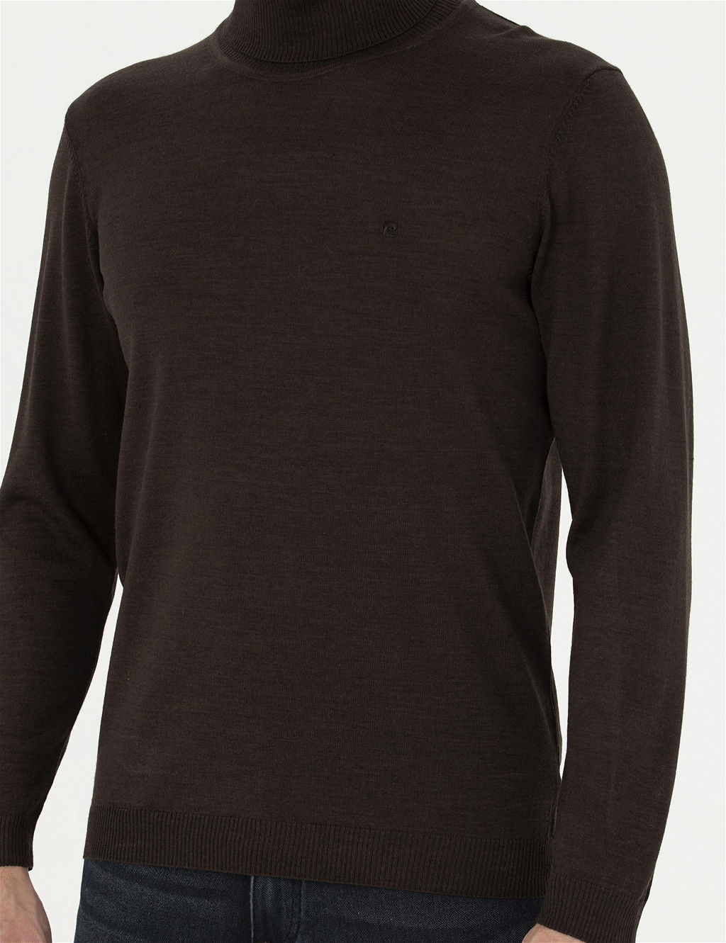 Kahverengi Slim Fit Bal_k__ Yaka Y_n Kar___ml_ Basic Triko Kazak - Pierre cardin фото 6