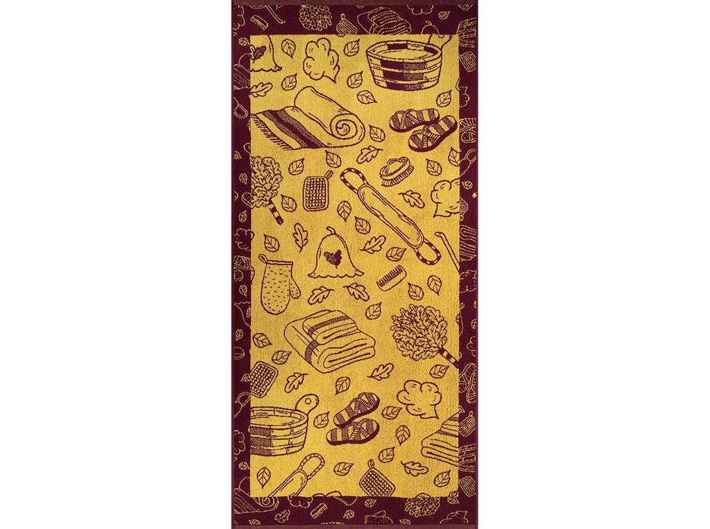 Полотенце махровое 6с102.411ж1 Атрибуты бани(кр.дерево1) 67х150см