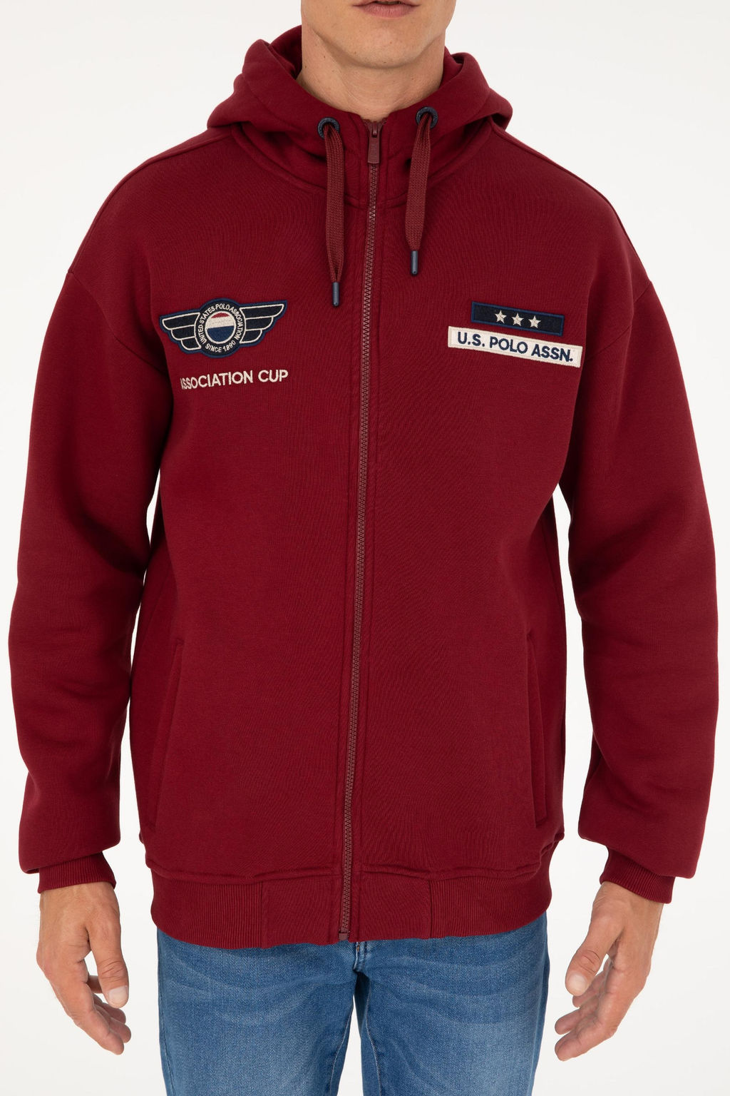 U. S. Polo Assn / Мужской бордовый вязаный кардиган - U.s. polo assn фото 6