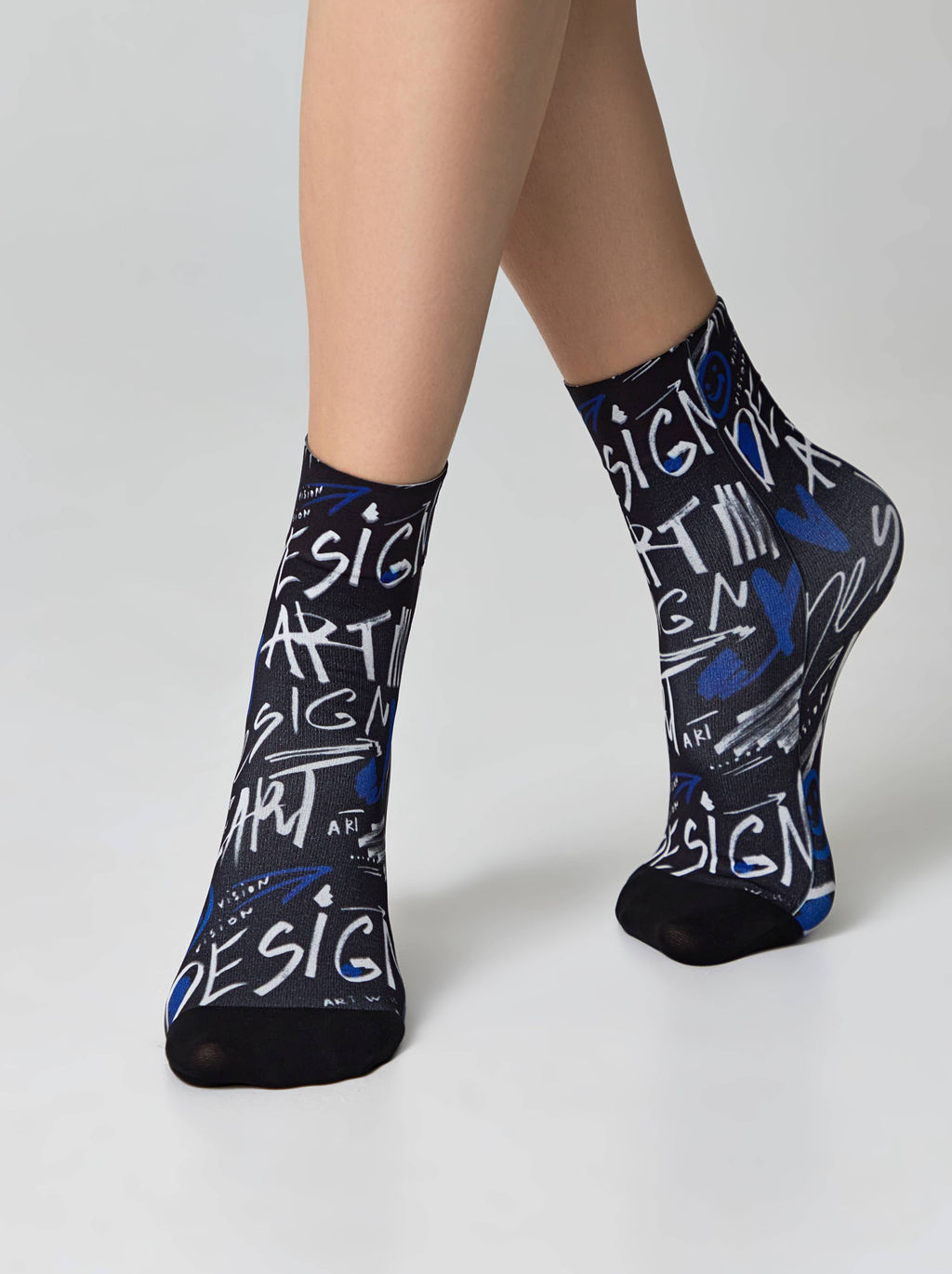 Цена за 2 пары. Носки Классические CONTE FANTASY Плотные носки с черным мыском и рисунком Art Design mix - Conte elegant фото 3