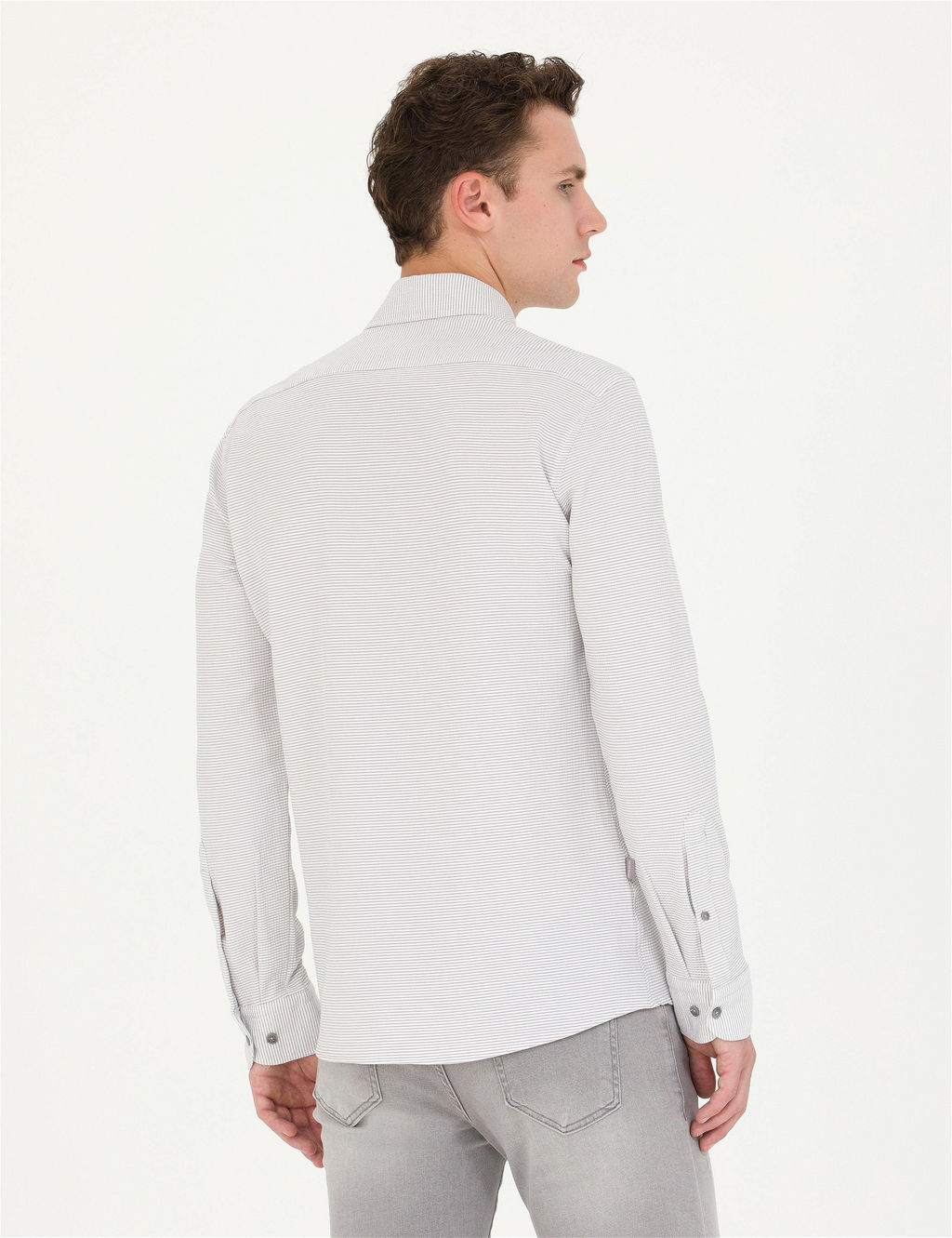A__k Gri Slim Fit Uzun Kollu G_mlek - Pierre cardin фото 5