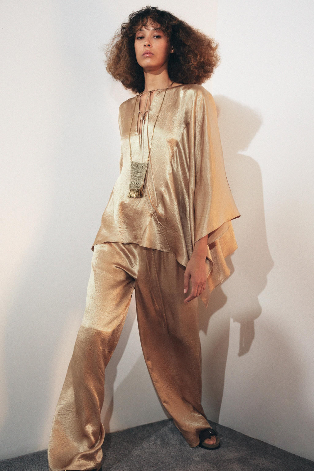 ZW COLLECTION WIDE-LEG SATIN TROUSERS - Zara фото 2