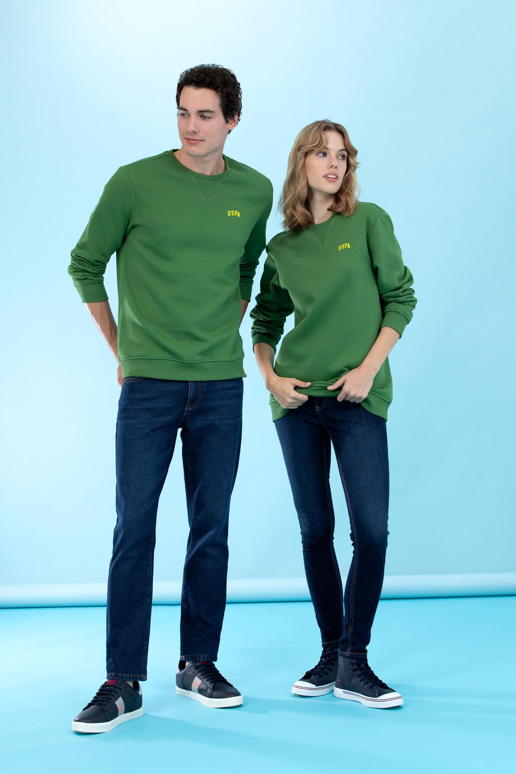 Ye_il Bisiklet Yaka Basic Sweatshirt