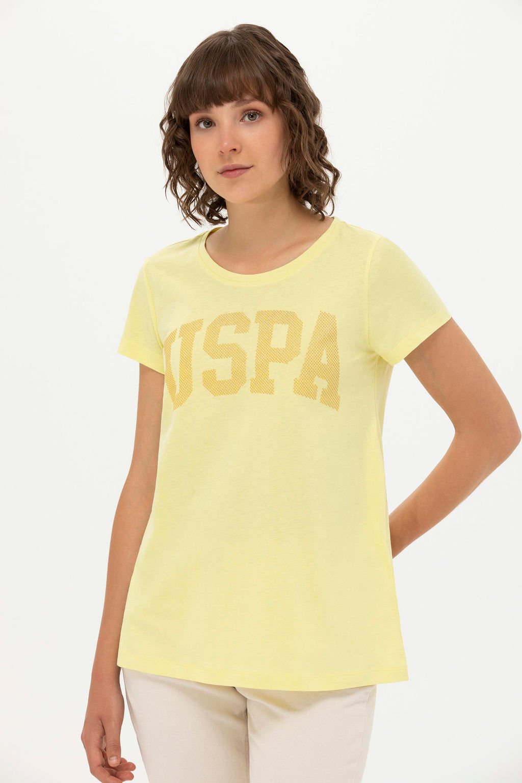 Женская светло-желтая базовая футболка - U.s. polo assn фото 4