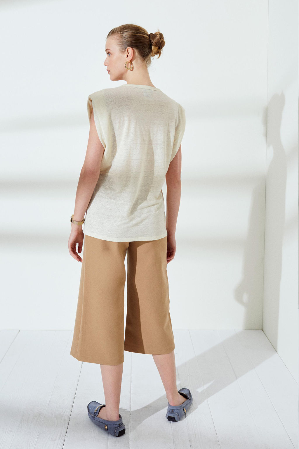 Женская кремовая футболка без рукавов с круглым вырезом Неожиданная скидка в корзине - U.s. polo assn фото 2