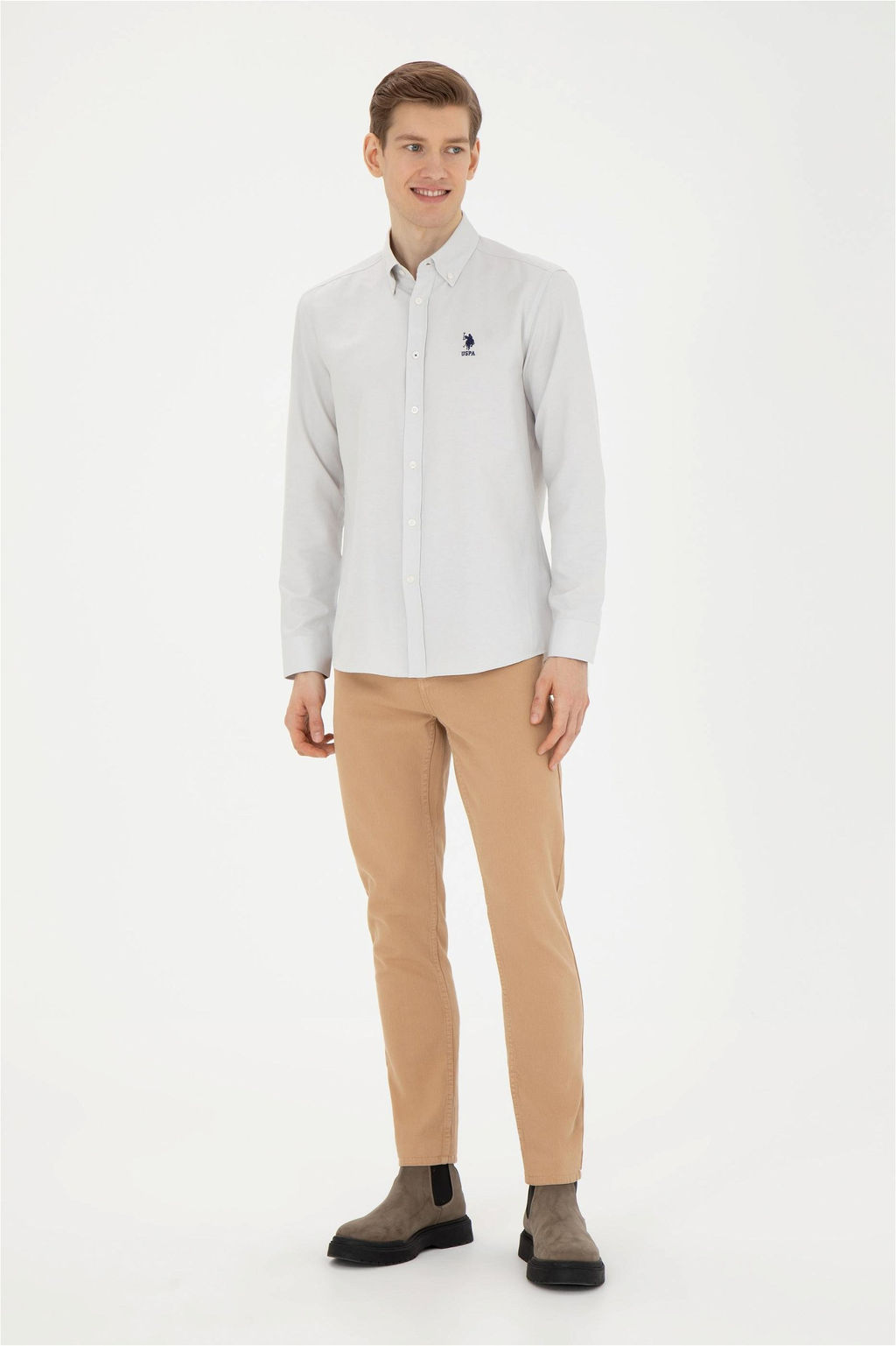 U. S. Polo Assn / Мужская базовая рубашка с длинным рукавом Stone - U.s. polo assn фото 4