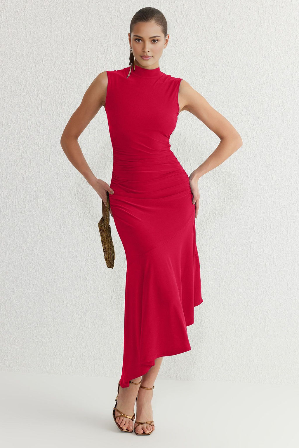 K?rm?z? Etek Ucu F?rf?r Detayl? Orme S?k Abiye Gece Mezuniyet Elbisesi TPRSS25EL00005