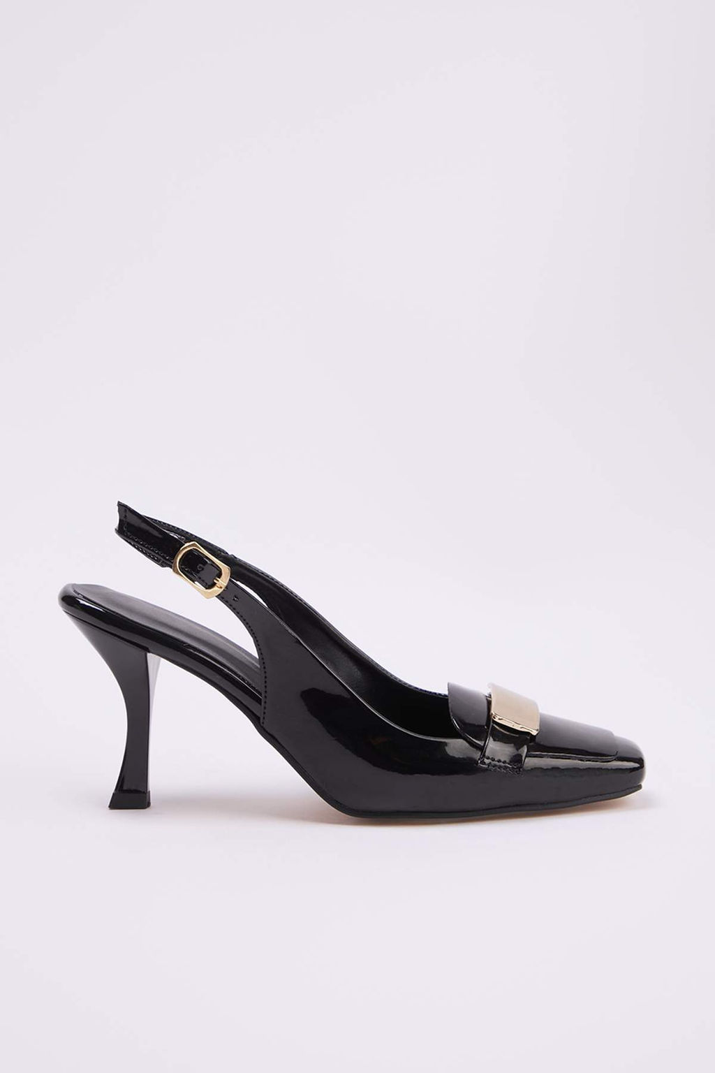 Siyah Rugan Toka Detayl? 8,5 cm Kad?n Klasik Topuklu Ayakkab? TAKSS26TO00038