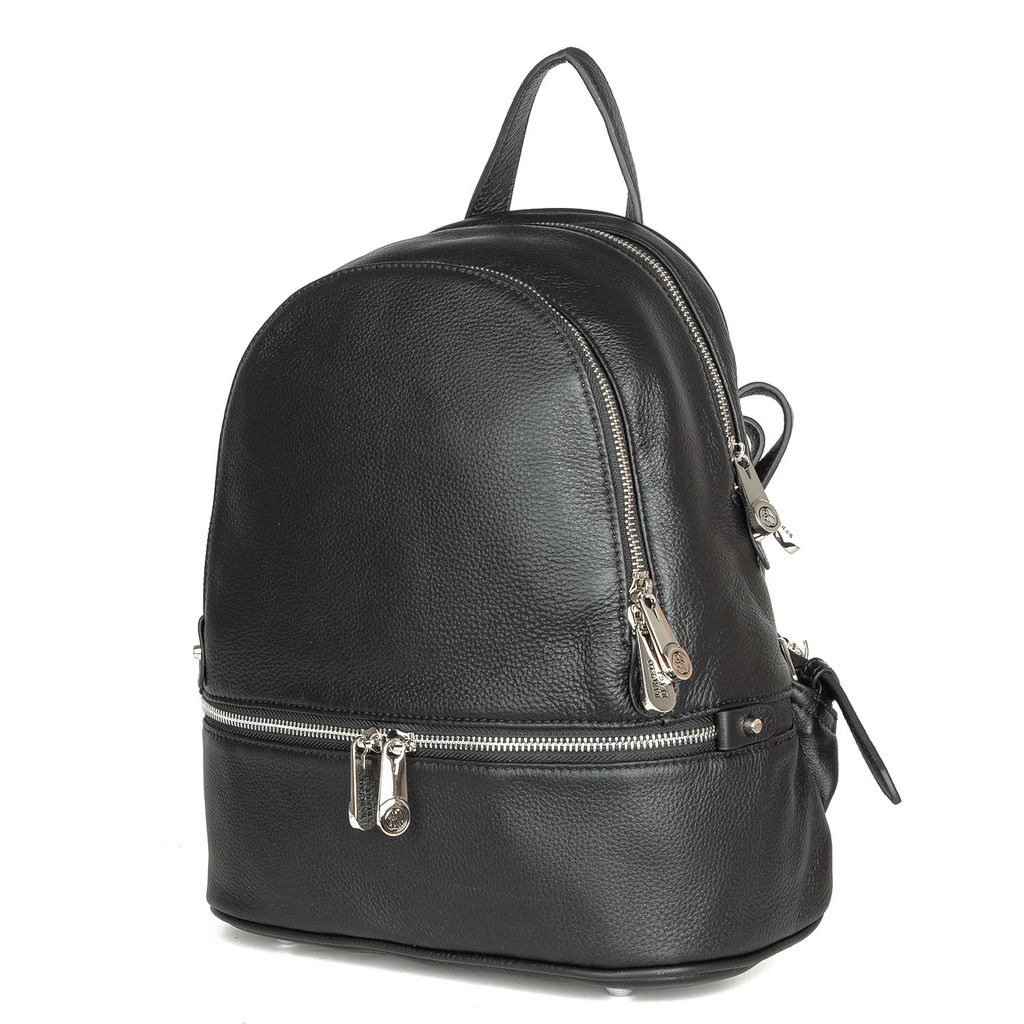 SJ7682 black, Женский кожаный рюкзак, Barcelo Biagi