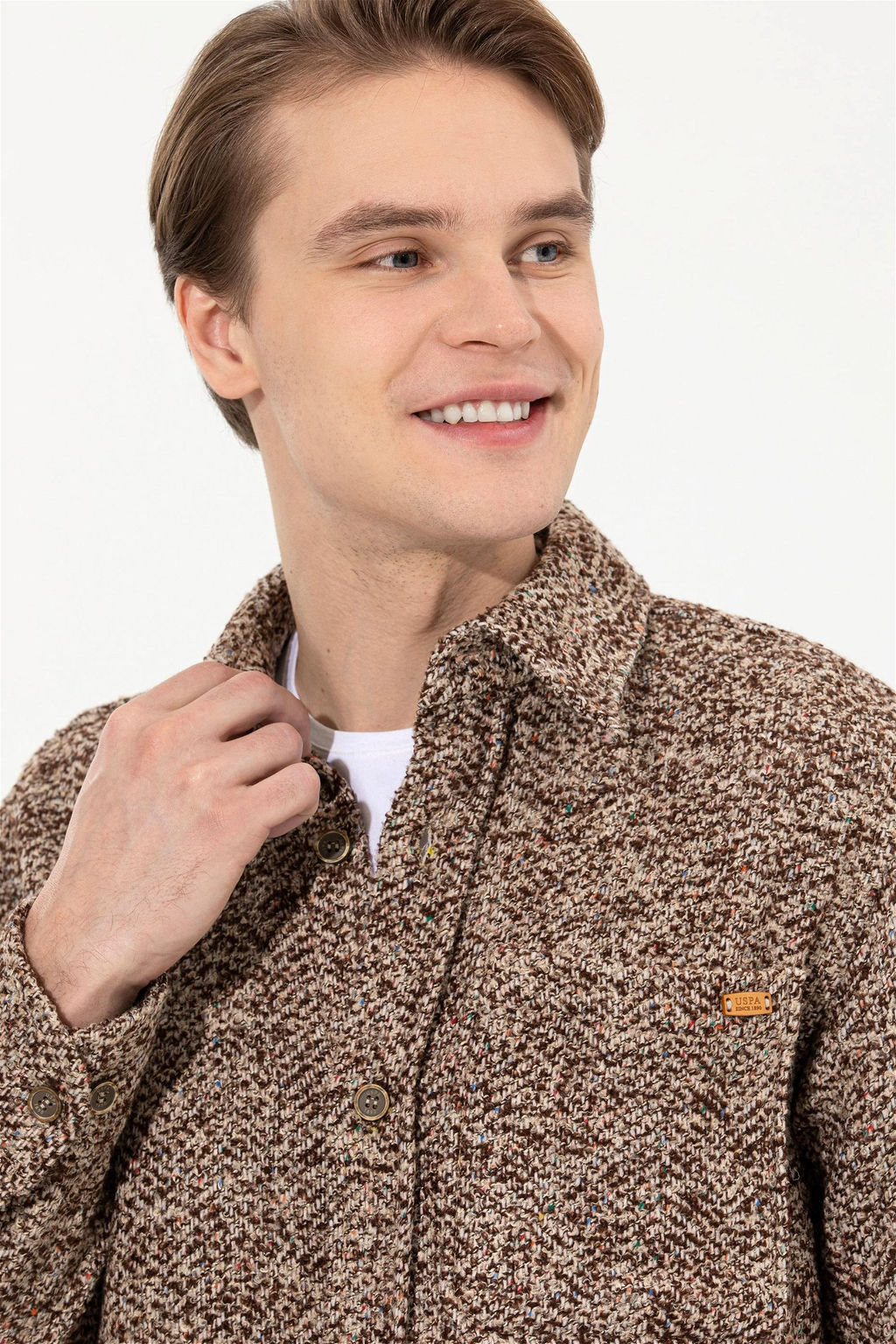 U. S. Polo Assn Мужская рубашка с длинным рукавом кокосового цвета - U.s. polo assn фото 7