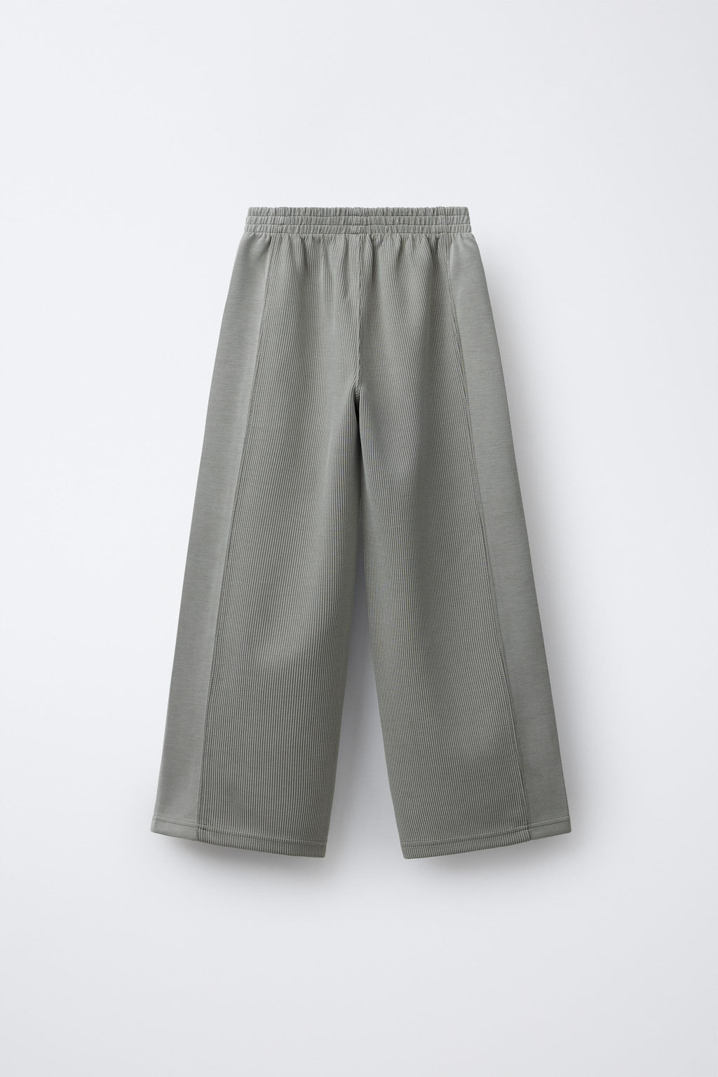 PANTAL?N WIDE LEG RIB CON MODAL / Gris
