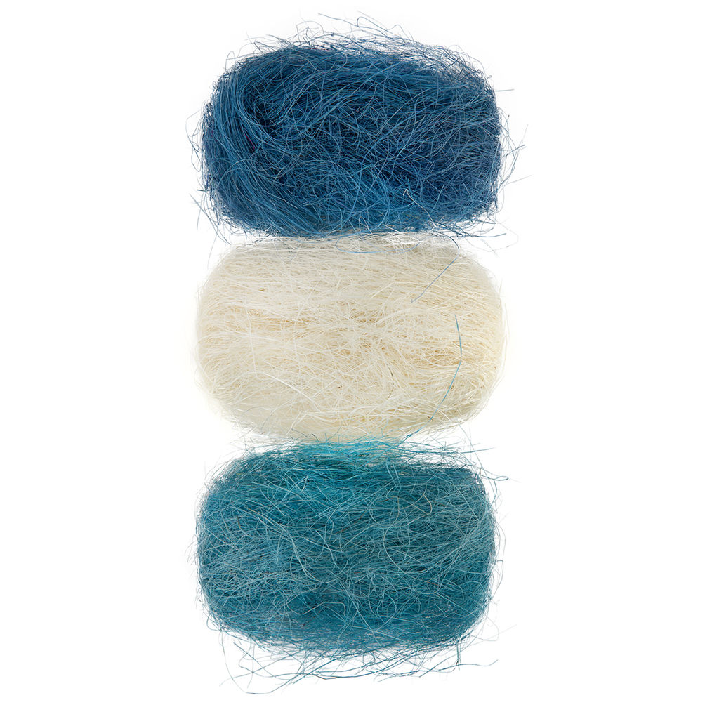 Blumentag BMG-30 MIX Сизалевое волокно 30 г  3 г 04 Белый/голубой/синий