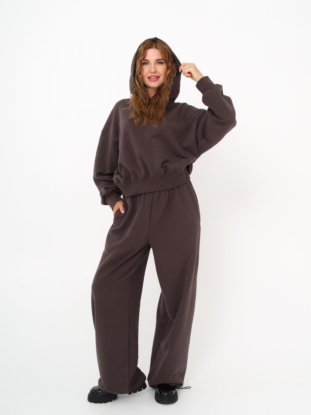 Палаццо женские с эффектом велюра, шоколад - Inzibe фото 2
