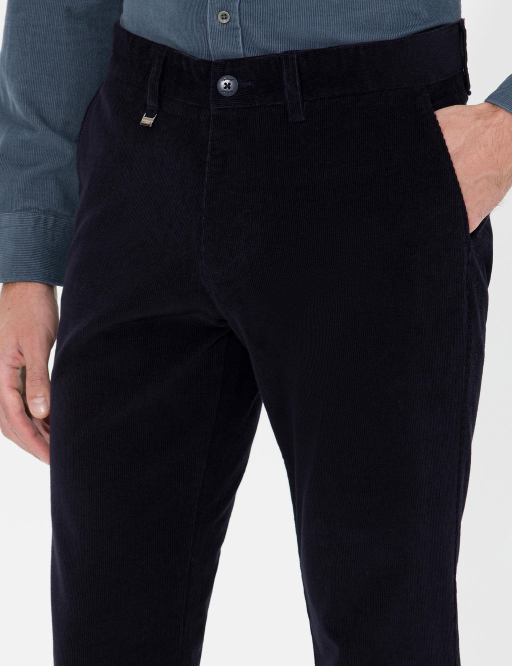 Темно-синие брюки узкого кроя из плотной ткани - Cacharel фото 5