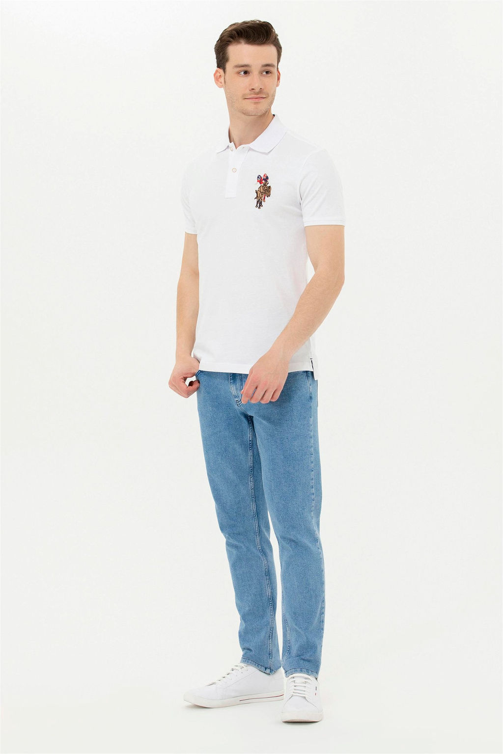 U. S. Polo Assn Мужская белая базовая футболка с воротником-поло - U.s. polo assn фото 5