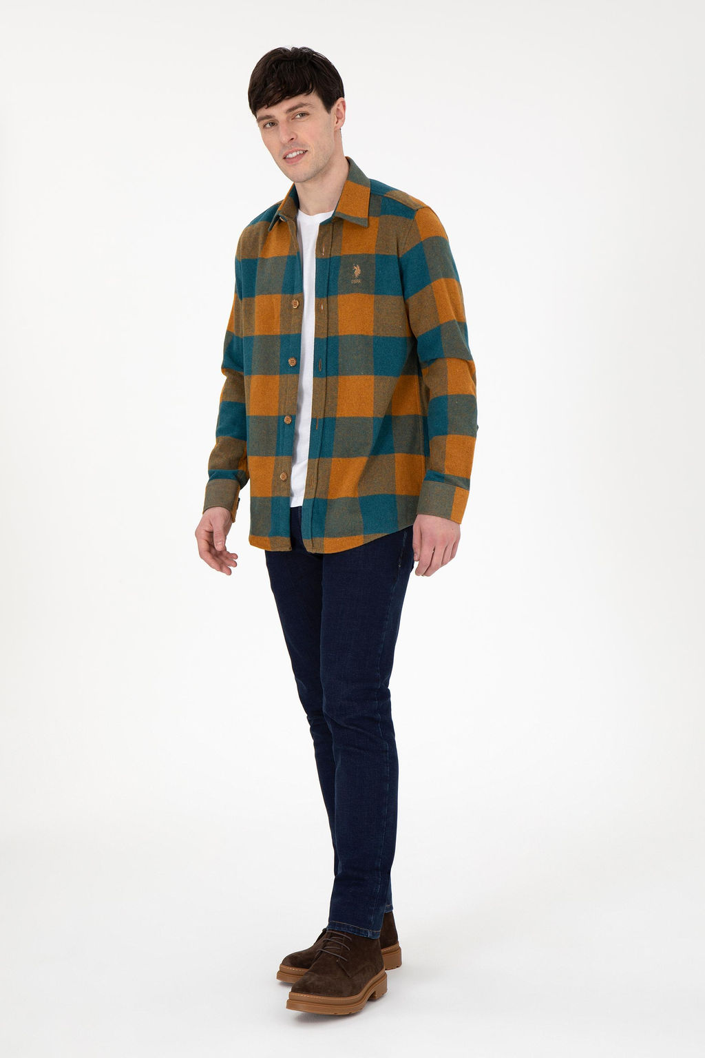 Мужская рубашка светло-коричневого цвета с длинным рукавом Неожиданная скидка в корзине - U.s. polo assn фото 4