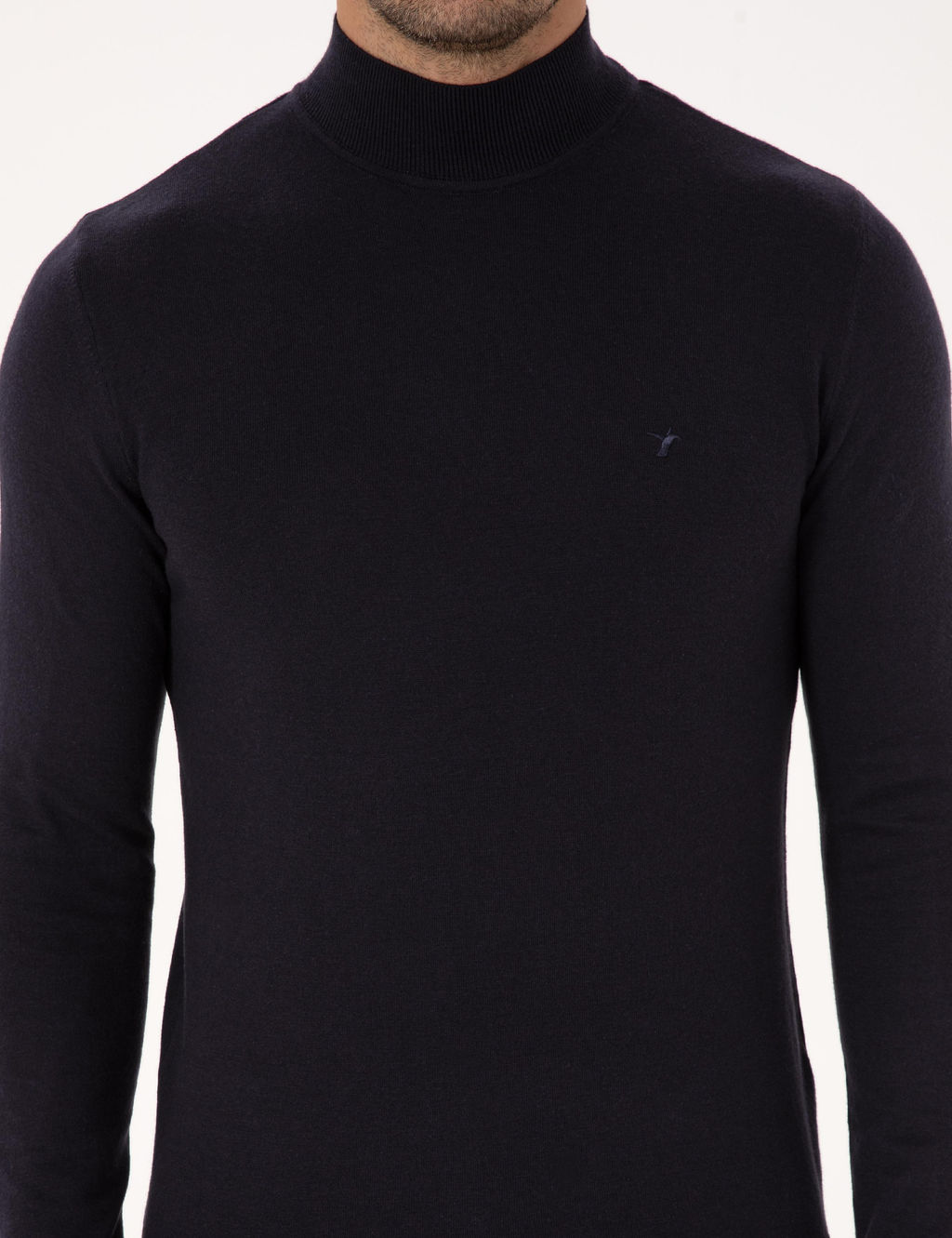 Lacivert Slim Fit Pamuk Kar___ml_ Yar_m Bal_k__ Yaka Basic Triko Kazak - Cacharel фото 6