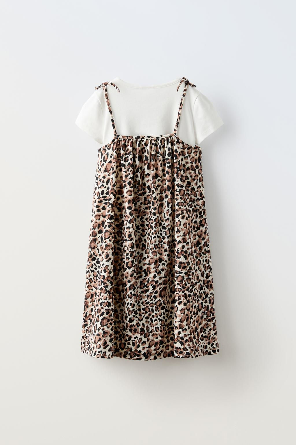 KONTRAST T-SHIRT DETAYLI LEOPAR DESENLI ELBISE - Zara фото 2