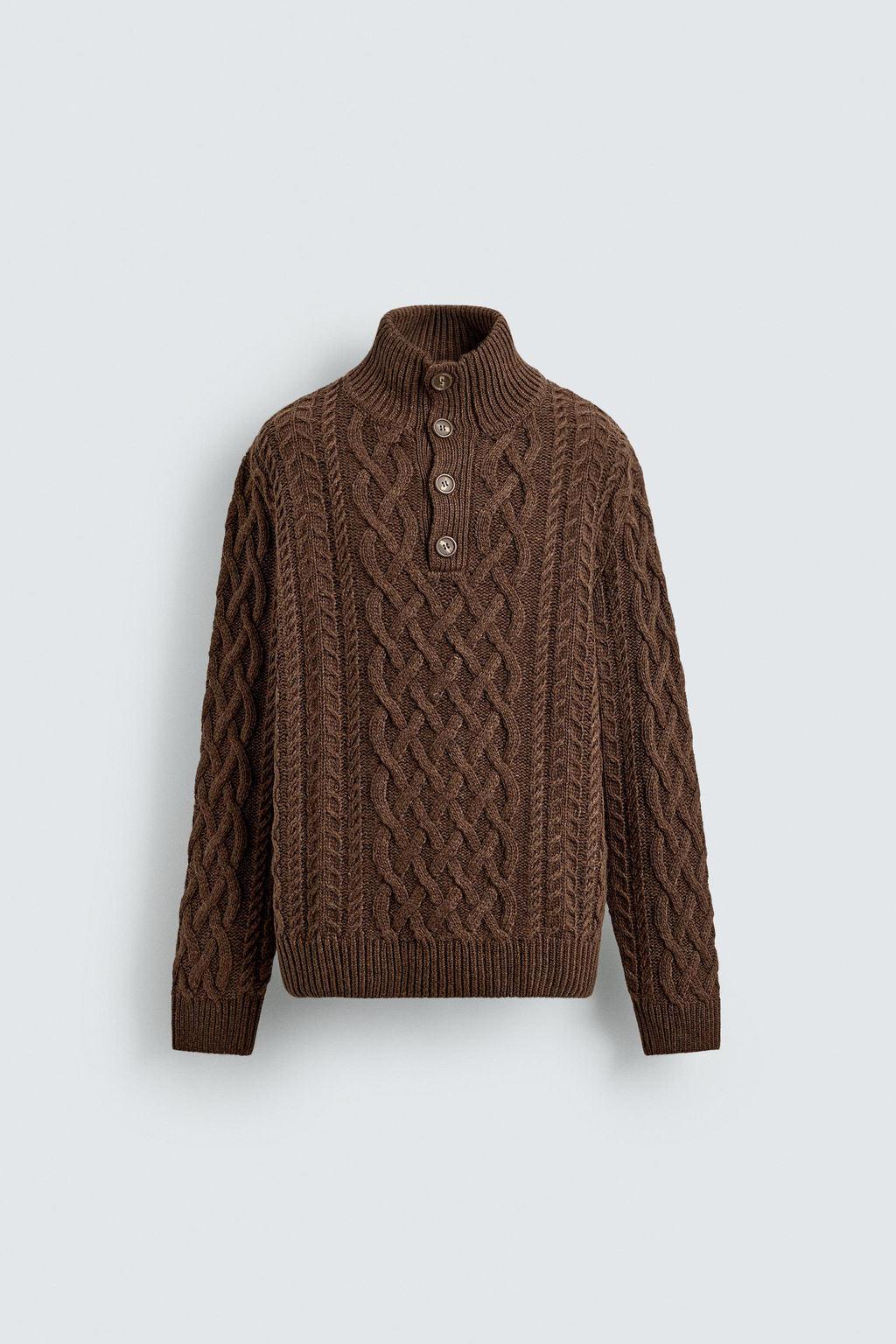 CABLE-KNIT BUTTON-UP JUMPER - Zara фото 7