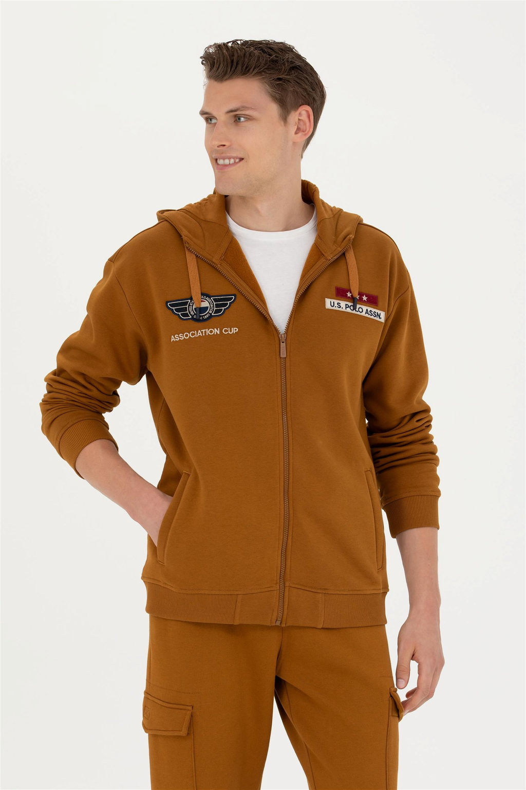 Мужской вязаный кардиган кокосового цвета - U.s. polo assn фото 3