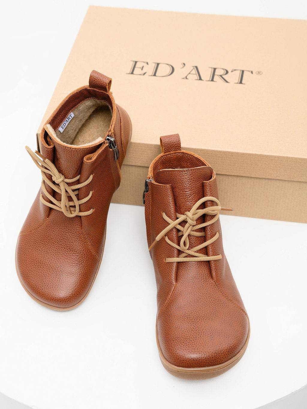 Босоногие ботинки 352.NATAbr.Коньяк/мех