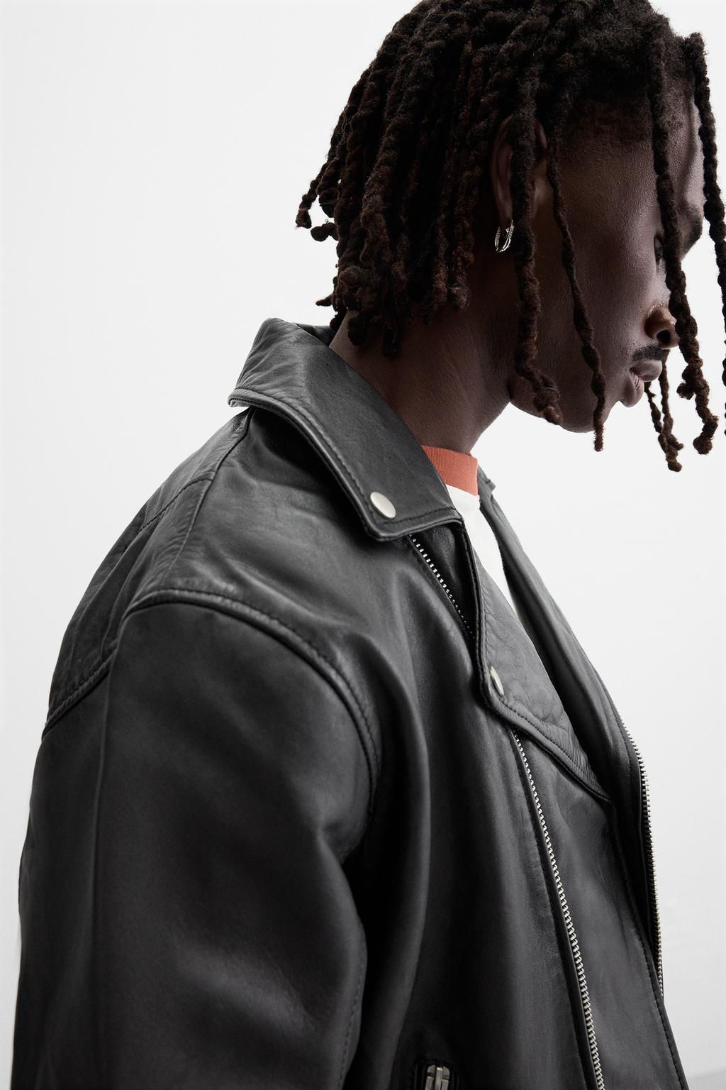 LEATHER BIKER JACKET - Zara фото 6