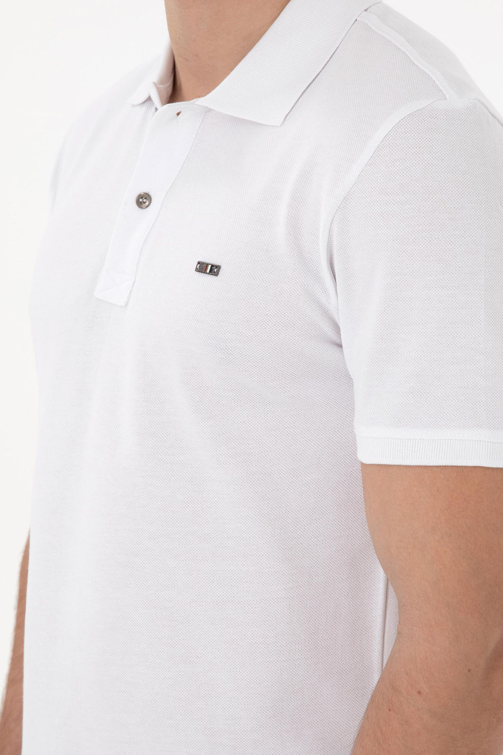 Футболка-поло Slim Fit белая из хлопка