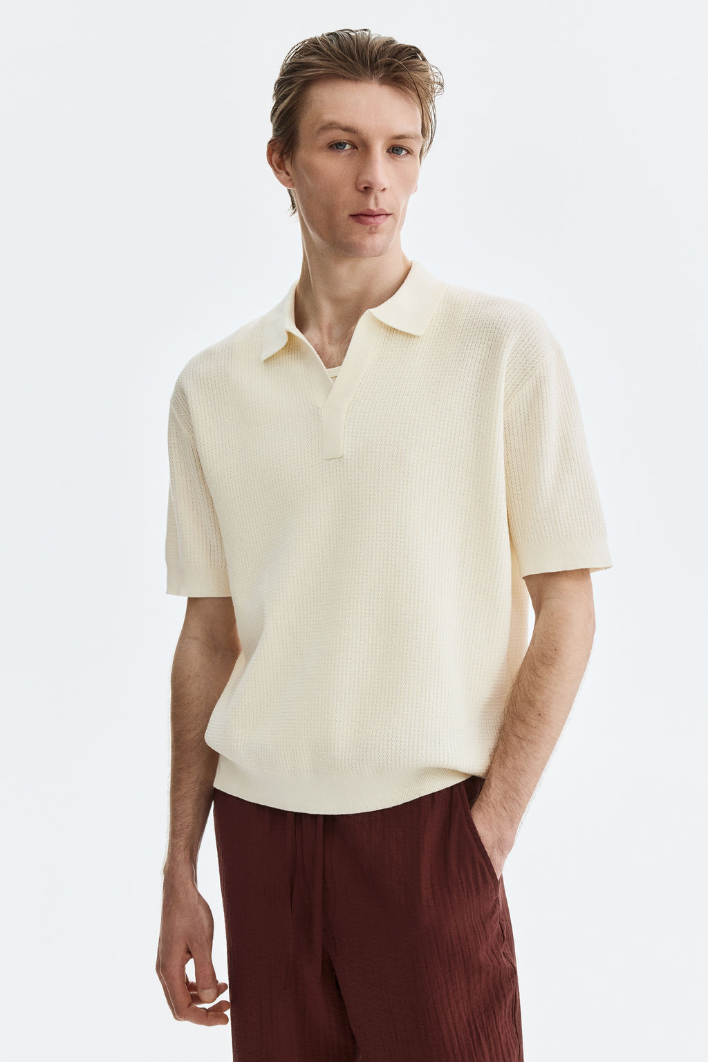 Polo en punto trenzado Regular Fit - H&m фото 6