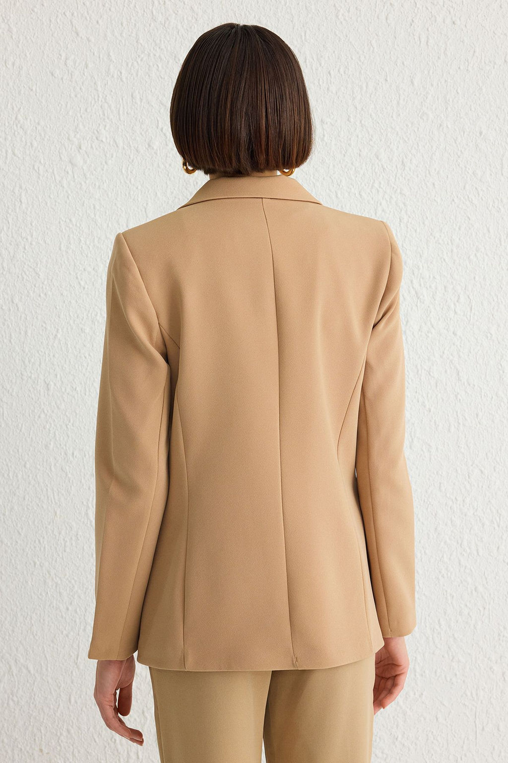 TRENDYOLMILLA Bej Regular Astarl? Kruvaze Kapama Dokuma Blazer Ceket TWOSS21CE0107  фото 5