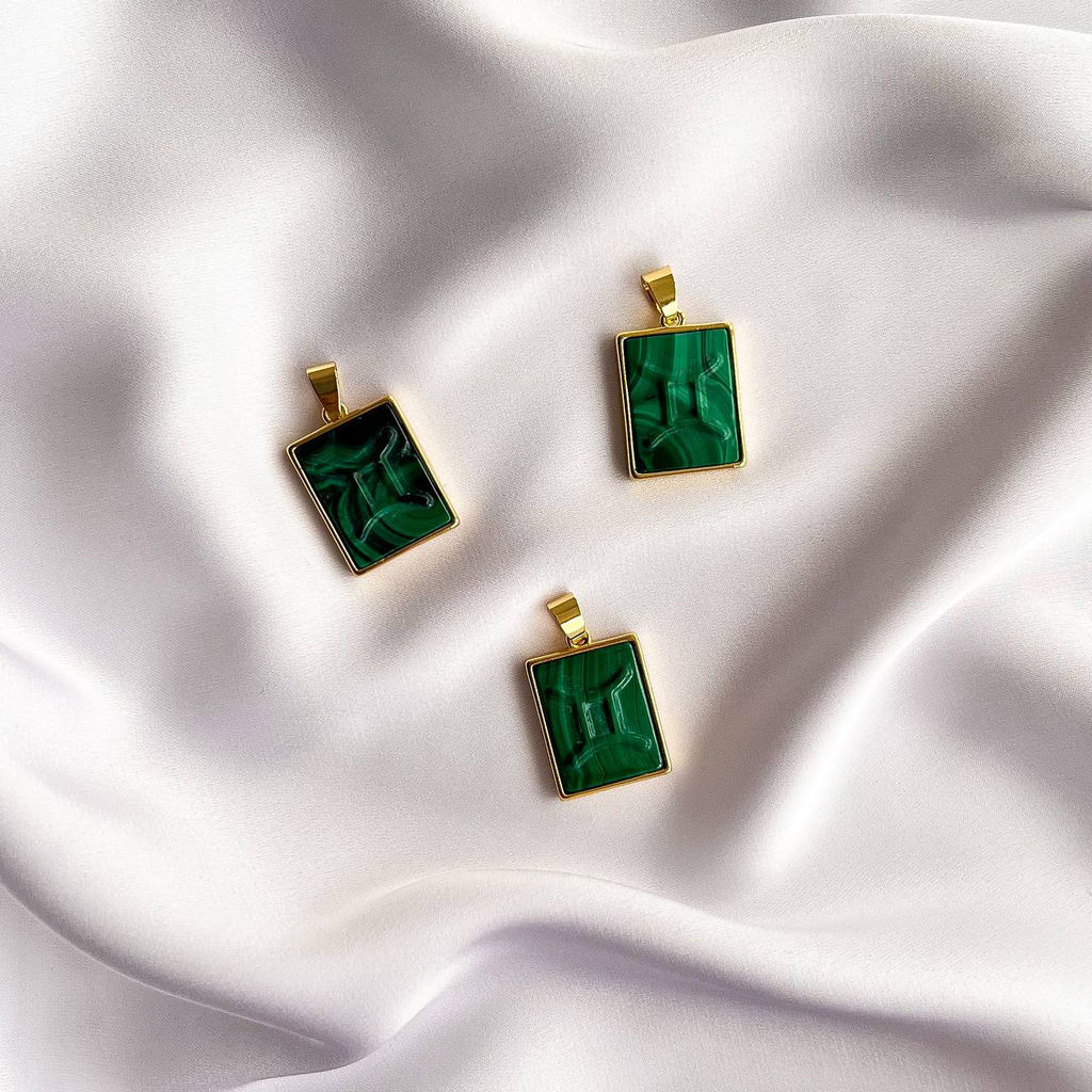 Кулон со знаком зодиака "Близнецы" из Малахита