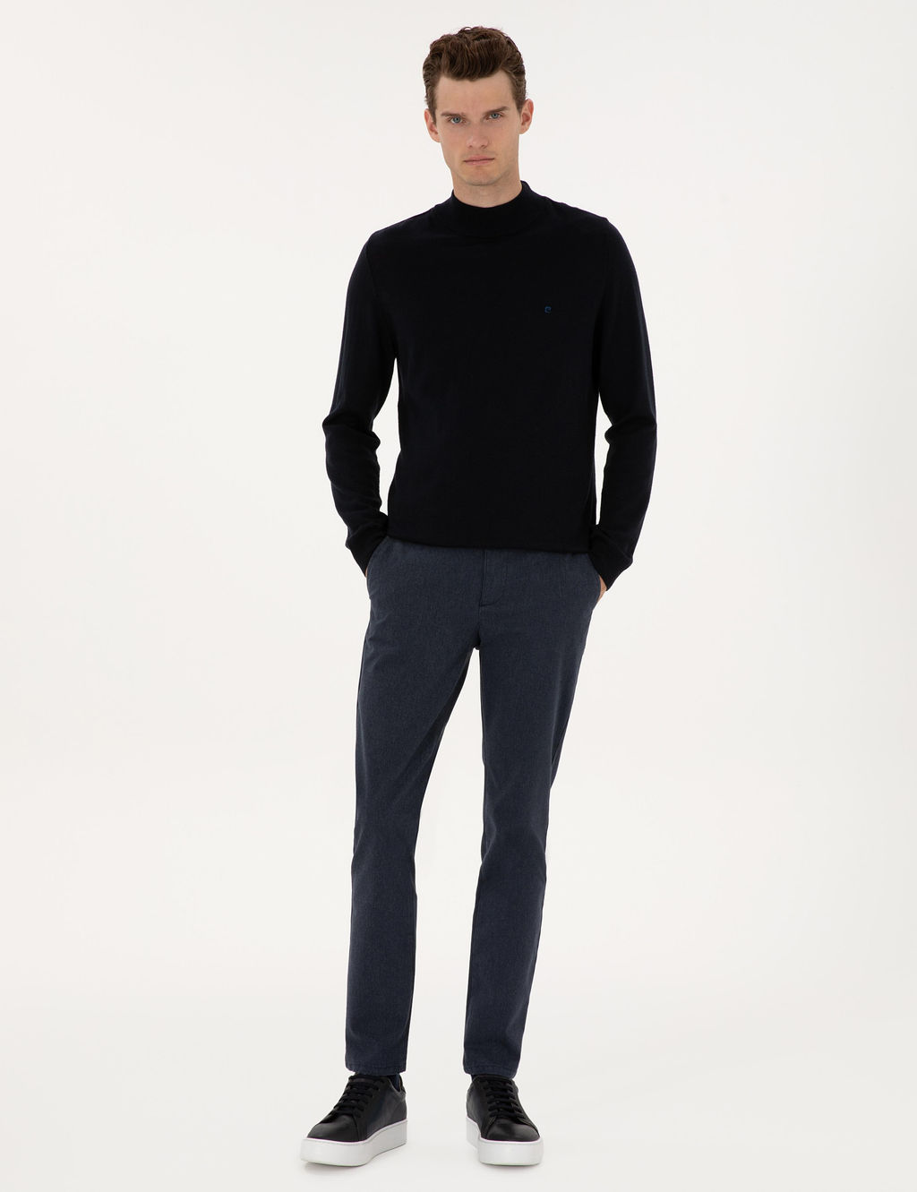 Lacivert Slim Fit Kanvas Pantolon