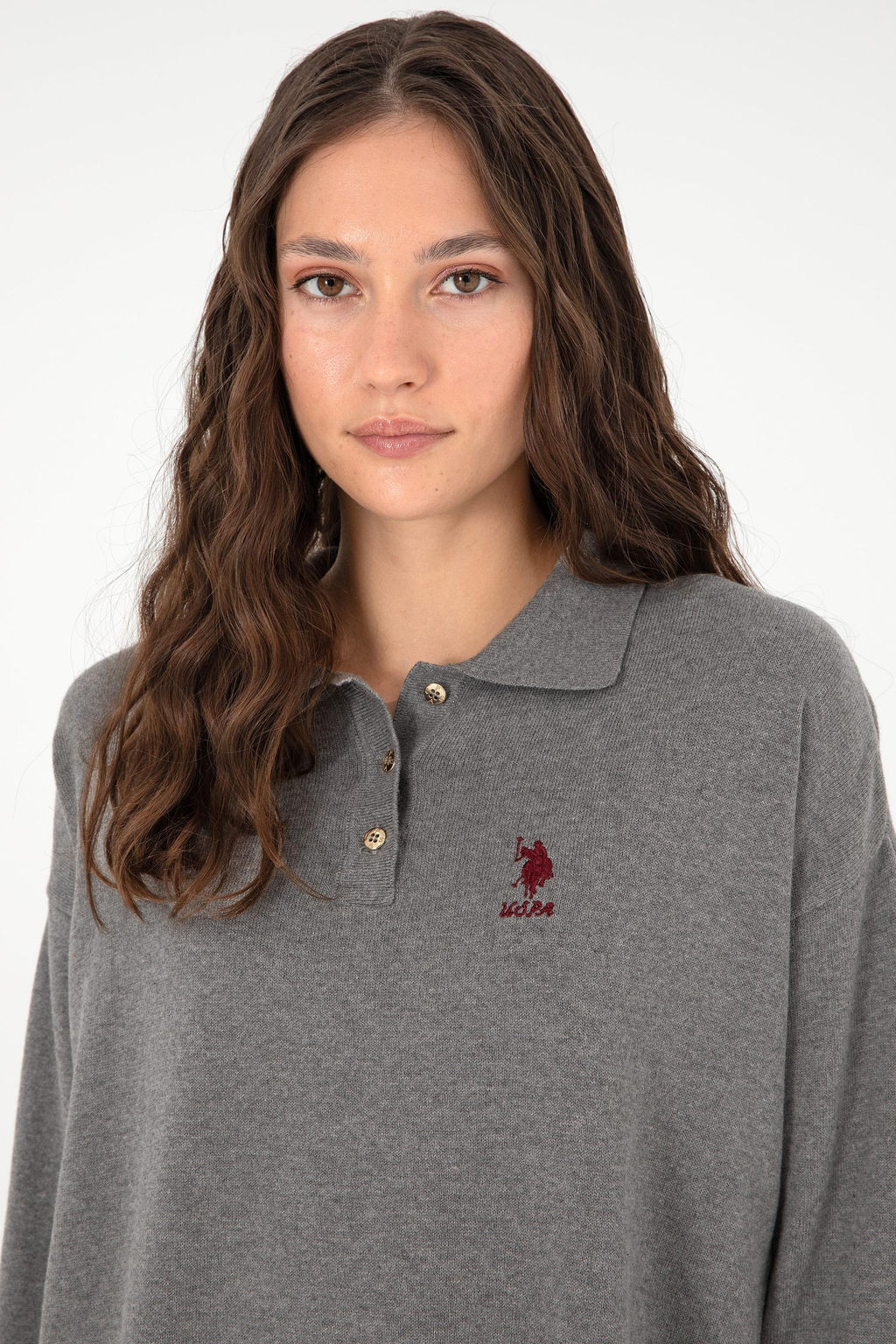 Женский серый меланжевый свитер Неожиданная скидка в корзине - U.s. polo assn фото 2