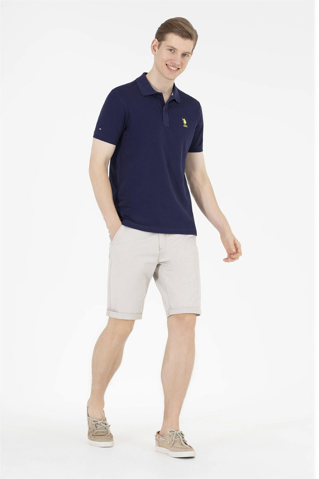 U. S. Polo Assn Мужская темно-синяя базовая футболка с воротником-поло - U.s. polo assn фото 11