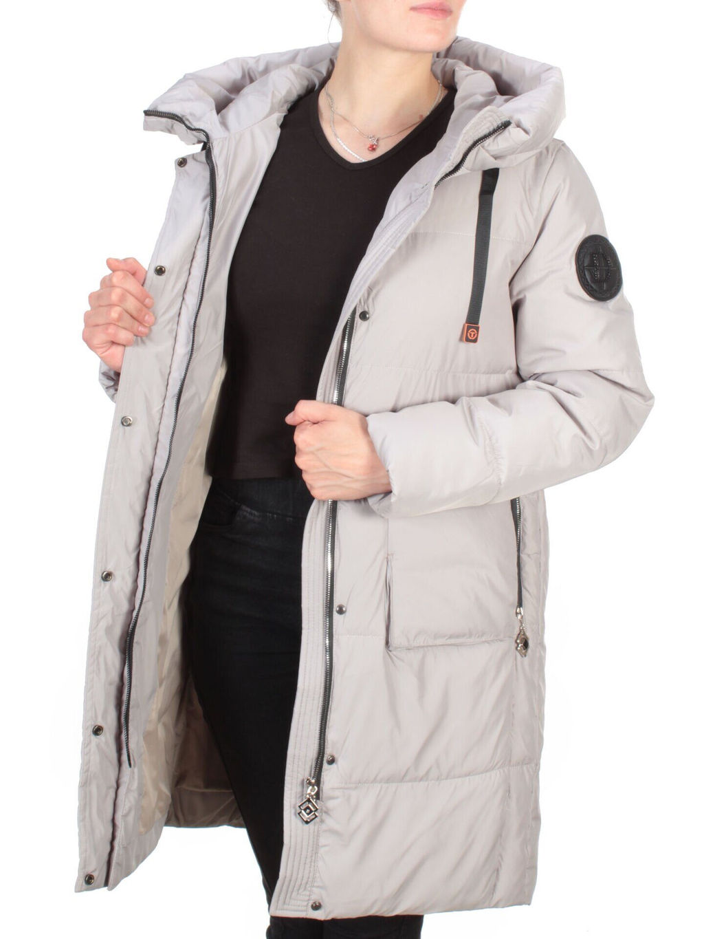 8966 LIGHT GRAY Пальто зимнее женское CLOUD LAG CAT (200 гр. холлофайбер) - Fashion фото 9