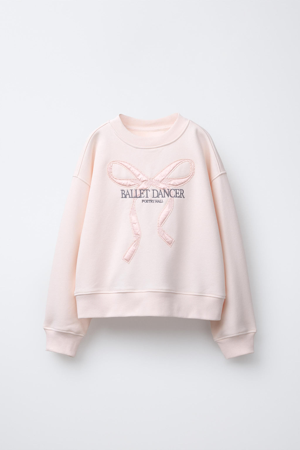 SATIN EMBROIDERED BOW SWEATSHIRT