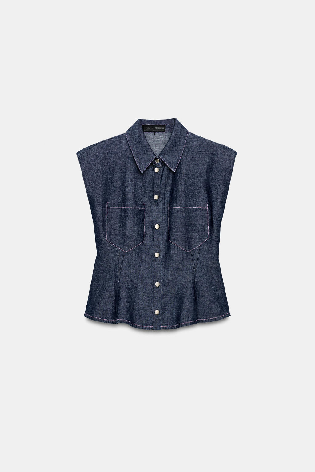 CAMISA PEPLUM HOMBRERAS CON LINO / ?ndigo - Zara фото 7