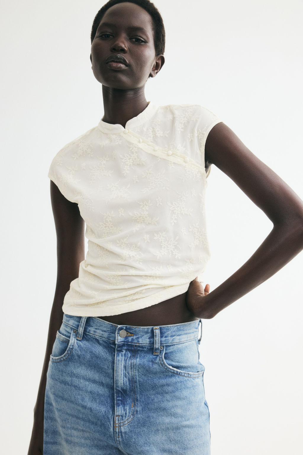 Top de encaje con manga japonesa - H&m фото 3