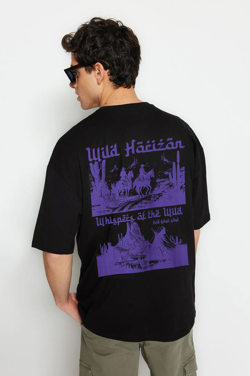 TRENDYOL MAN Siyah Oversize/Genis Kesim %100 Pamuklu Bask?l? T-Shirt TMNSS25TS00119 - Trendyolmilla фото 14