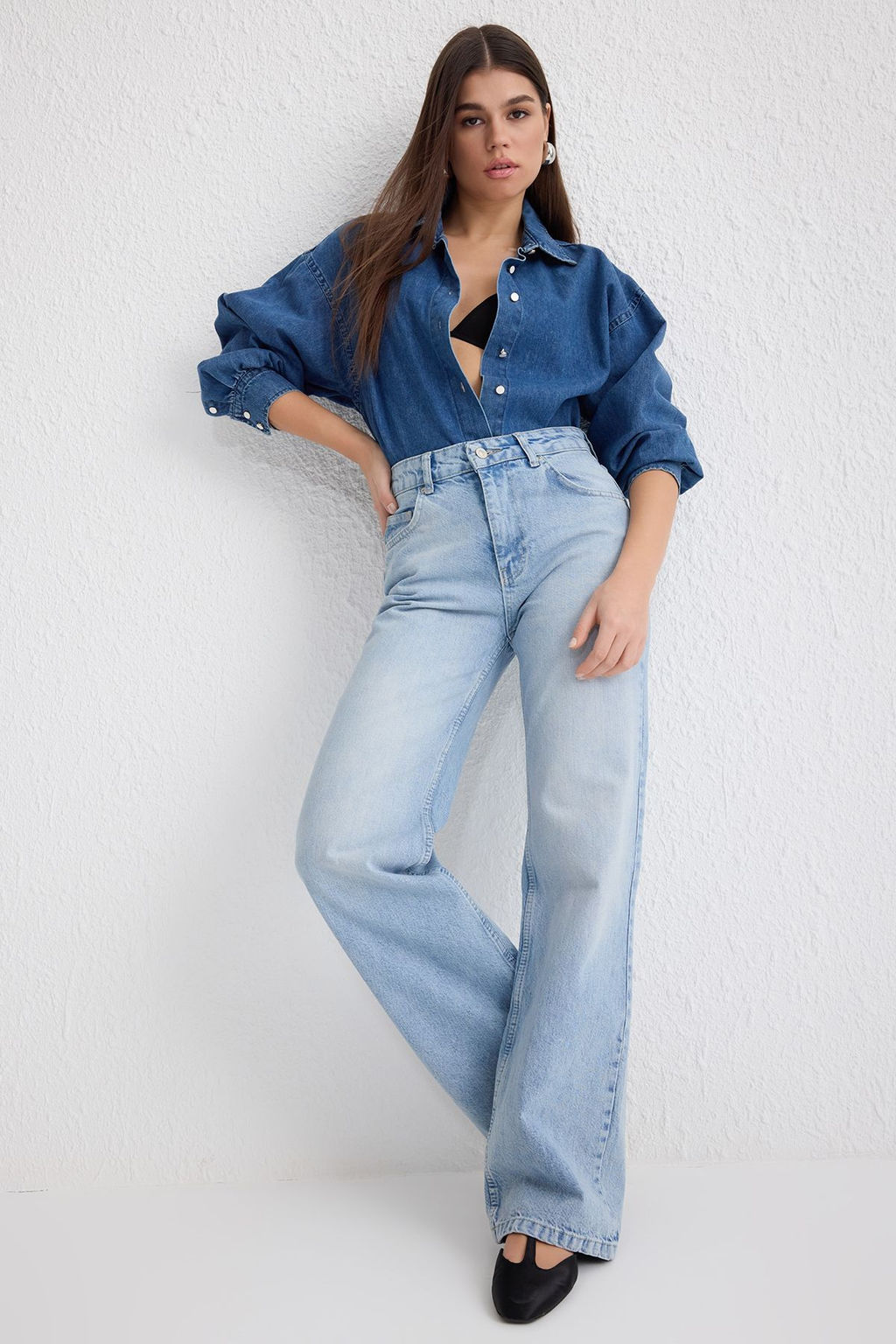 Mavi Premium Normal Bel Wide Leg Jeans TWOSS25JE00088