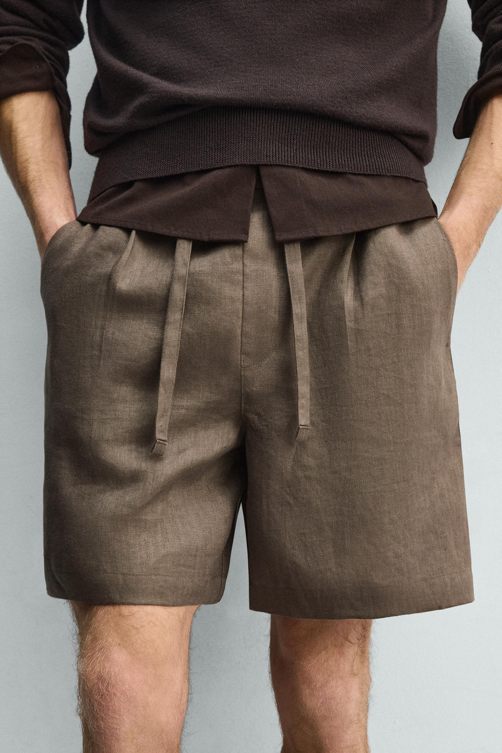 BERMUDA RELAXED FIT 100% LINO / Marr?n / Topo - Zara фото 5