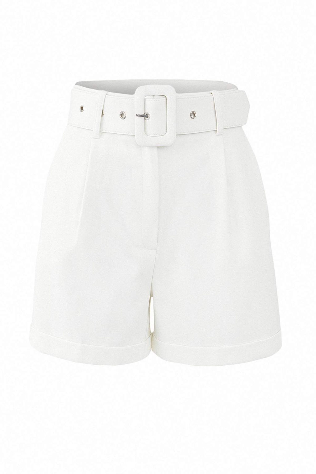 Beyaz Kemerli Regular Pamuklu Gabardin Sort & Bermuda TWOSS19IE0002